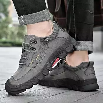 Мужская весенне-осенняя обувь, повседневная кожаная обувь, мужские кожаные дышащие уличные альпинистские ботинки, водонепроницаемая рабочая обувь больших размеров для защиты труда 38