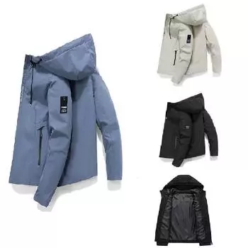 Мужская весенне-осенняя повседневная бейсбольная куртка с капюшоном, спортивная куртка на открытом воздухе, ветрозащитная куртка на молнии S чёрный