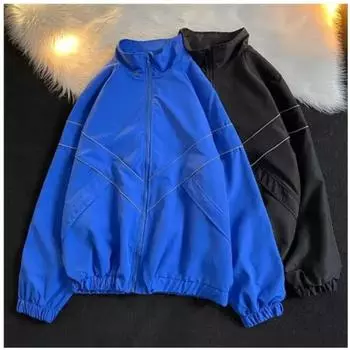 Мужская весенне-осенняя повседневная куртка, модная однотонная конструкция, уличная одежда больших размеров, пальто на молнии, мужской уличный трендовый кардиган M чёрный