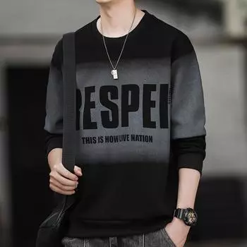 Мужская весенне-осенняя рубашка с длинным рукавом и круглым вырезом, пуловер большого размера, толстовка XXXXL