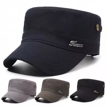 Мужская весенне-осенняя шляпа от солнца Кепка для среднего возраста Кепка с плоским верхом для улицы Кепка от солнца чёрный