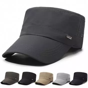 Мужская весенне-осенняя шляпа с плоским верхом, уличная шляпа, солнцезащитный козырек для отдыха и путешествий, летняя кепка Adjustable тёмно-синий