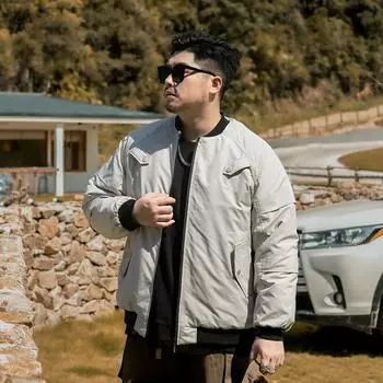Мужская весенне-осенняя свободная куртка-бомбер больших размеров, хлопковое пальто, повседневная уличная одежда для толстяков, 4XL-10XL 10XL зелёный