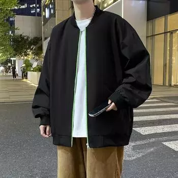 Мужская весенне-осенняя свободная повседневная куртка для летчиков, мужская куртка в стиле ретро для хулиганов M чёрный