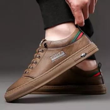 Мужская весенняя дышащая водонепроницаемая обувь Мужская модная кожаная обувь Спортивная повседневная обувь для сноуборда 44 белый