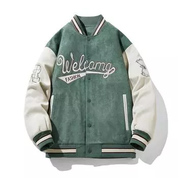 Мужская весенняя куртка из замши с вышивкой, бейсбольное пальто, повседневное пальто в стиле Харадзюку M синий