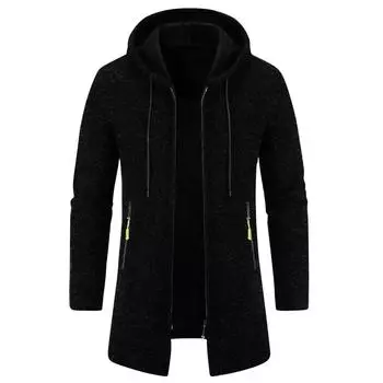 Мужская весенняя куртка с капюшоном средней длины из тонкого бархата свободного покроя большого размера, кардиган, верхняя куртка M темно-синий