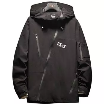 Мужская весенняя мода повседневное ветрозащитное пальто с капюшоном XXXXL чёрный