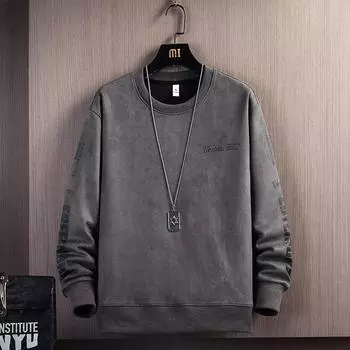 Мужская весенняя мода с круглым вырезом, пуловер с длинным рукавом, толстовка XXXL темно серый