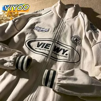 Мужская весенняя новая куртка с вышивкой, женская трендовая свободная бейсбольная форма с буквенным принтом, повседневная толстовка в стиле Харадзюку для пар, мужское пальто 2XL чёрный