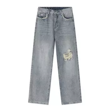 Мужская весенняя новинка, мужские корейские прямые брюки, американские модные джинсовые брюки с перфорацией S синий