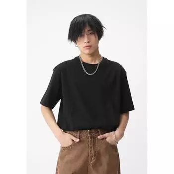 Мужская весенняя новинка, однотонная базовая футболка черного и белого цвета с подкладкой M белый