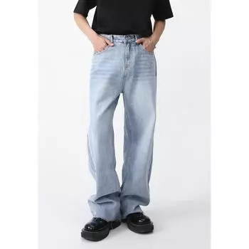 Мужская весенняя новинка. Тонкие повседневные джинсовые брюки с индивидуальным дизайном и необработанным краем. S синий