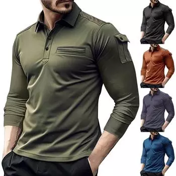 Мужская весенняя однотонная рубашка с длинным рукавом и лацканами, мужская повседневная модная рубашка L армия зеленый