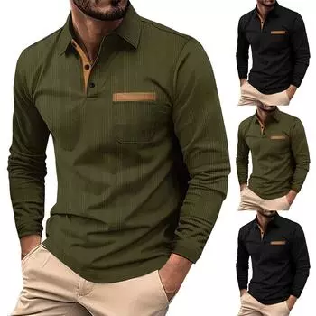 Мужская весенняя однотонная рубашка с длинным рукавом и лацканами, мужская повседневная модная рубашка XL