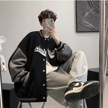 Мужская весенняя повседневная бейсбольная куртка — модная, дышащая, с принтом кампуса, универсальная, модная для пар XL