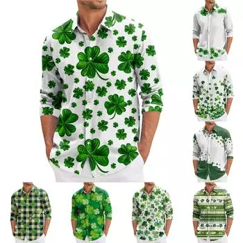 Мужская весенняя повседневная свободная рубашка с длинным рукавом с принтом Мужская рубашка XXXL