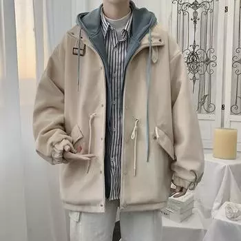 Мужская весенняя повседневная свободная ветровка с капюшоном