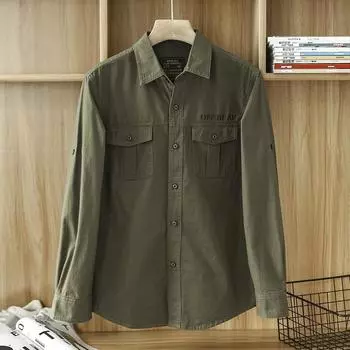 Мужская весенняя японская ретро-рабочая рубашка, мужская свободная повседневная рубашка с длинными рукавами, модная свободная куртка, мужская одежда M