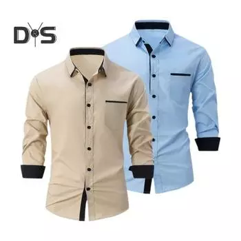 Мужская весенняя рубашка с цветными блоками и клетчатым принтом, однобортная приталенная рубашка с длинным рукавом и отложным воротником на пуговицах, уличная одежда, повседневная деловая рубашка-кардиган, пальто M серый