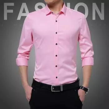 Мужская весенняя рубашка с длинными рукавами, молодежная эластичная деловая рубашка для поездок на работу 5XL белый