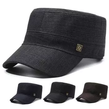 Мужская весенняя шляпа с плоским цилиндром для среднего и пожилого возраста, военная кепка, уличная солнцезащитная шляпа с солнцезащитным козырьком серый
