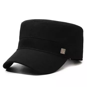 Мужская весенняя шляпа с плоским верхом для людей среднего и пожилого возраста, солнцезащитная кепка для улицы чёрный