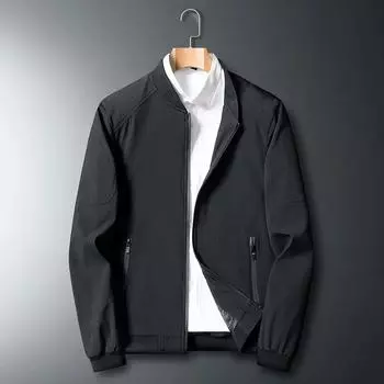 Мужская весенняя свободная простая однотонная куртка больших размеров, повседневная спортивная бейсбольная майка 8XL чёрный