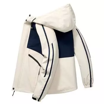 Мужская весна и осень размера плюс, уличная штурмовика, пара, новая водонепроницаемая ветрозащитная куртка для альпинизма, куртка с капюшоном L чёрный