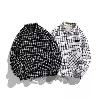 Мужская весна-осень 2023, новый тренд, повседневная свободная одежда, красивая куртка с лацканами, клетчатое трендовое пальто высокого качества S белый
