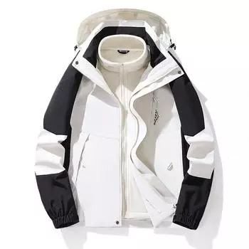 Мужская ветровка 3-в-1 на осень/зиму, верхняя одежда для пар, одежда для пешего туризма и альпинизма, водонепроницаемые ветрозащитные парки M хаки