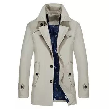 Мужская ветровка больших размеров, тонкая длинная деловая куртка на весну и осень. S синий