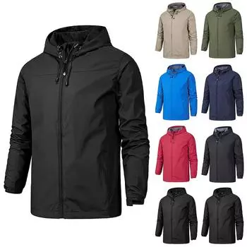 Мужская ветровка, быстросохнущее пальто, толстовка с длинными рукавами и капюшоном, топы, блузка, альпинистская куртка XXXL чёрный