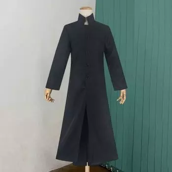 Мужская ветровка для выступлений, костюм для косплея на Хэллоуин, сценический костюм со стоячим воротником, винтажный стиль, двухслойный плащ XL чёрный