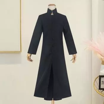 Мужская ветровка для выступлений, костюм для косплея на Хэллоуин, сценический костюм со стоячим воротником, винтажный стиль, двухслойный плащ XL чёрный