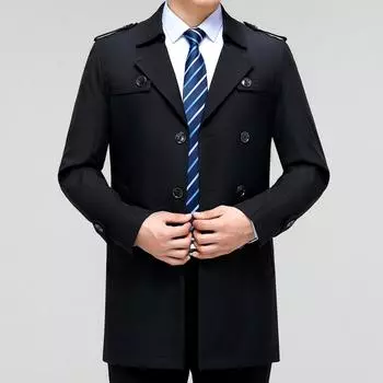 Мужская ветровка из шелка Mulberry средней длины, осень-зима, новое повседневное пальто для папы, мужская куртка среднего возраста с воротником-стойкой 170