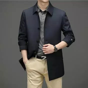 Мужская ветровка из шелка тутового шелкопряда, повседневная куртка для пап среднего возраста, тонкая ветровка на весну и осень для мужчин среднего и пожилого возраста 170