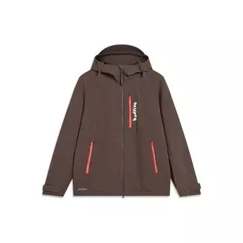 Мужская ветровка Li-Ning Badfive на молнии с капюшоном и принтом на спине, коричневая AFDT671-2 L