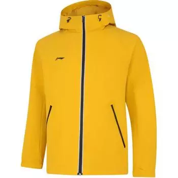 Мужская ветровка с капюшоном и длинными рукавами Li Ning, однотонная, мягкая, желтого цвета AFDUA11-5 L