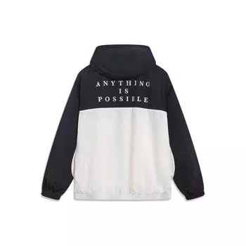 Мужская ветровка с капюшоном и принтом в виде букв Li Ning Sports Lifestyle Series, черная, с оттенком белого AFDT379-7 3XL