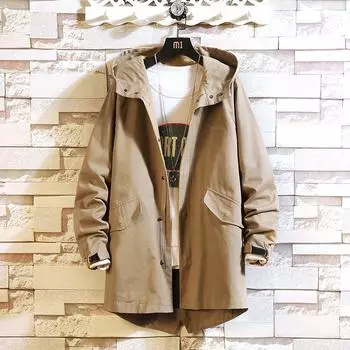 Мужская ветровка с капюшоном на молнии, куртка-карго, мужская повседневная осенняя модная уличная хлопковая куртка XXXXXL чёрный