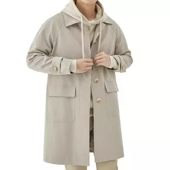 Мужская ветровка с лацканами и длинным рукавом, повседневное пальто, осень-зима, средняя длина, верхняя одежда M хаки