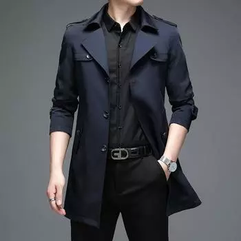 Мужская ветровка с воротником для костюма, весна-осень, для среднего возраста, деловая, повседневная, ветровка, куртка средней длины 170