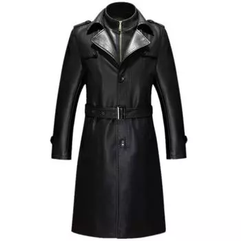 Мужская ветровка средней длины из овчины Haining, осень/зима 2024 г. 200/5XL чёрный