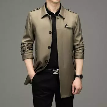 Мужская ветровка средней длины из тонкого шелка тутового дерева на весну и осень, мужская куртка для мужчин среднего возраста в деловом стиле 170