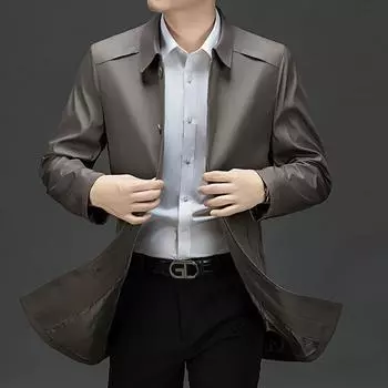 Мужская ветровка средней длины на весну и осень для папы среднего возраста, деловое пальто с лацканами, качественное пальто M