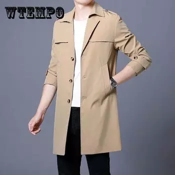 Мужская ветровка средней длины, весенне-осенняя трендовая деловая повседневная молодежная куртка с лацканами, новинка XXXXL