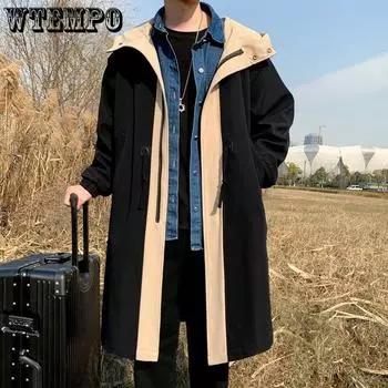 Мужская ветровка средней длины, весна и осень, новое модное пальто в корейском стиле, повседневное пальто Hfashion 4XL хаки