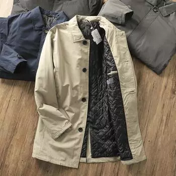 Мужская ветровка в европейском стиле, ветрозащитная, водонепроницаемая, стеганая - осенне-зимняя версия 2XL (205-225 jin) серый