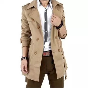 Мужская ветровка, винтажная куртка черного цвета, цвета хаки, весенне-осенний деловой Тренч, мужской двубортный классический длинный пальто в стиле ретро, толстое XS чёрный